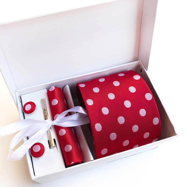 Classic Dot Neckties with Pocket Squares Custom Men Ties and Hanky Set Tie Clip Pocket Square and Cufflink Set Gift Box