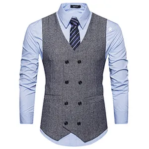 Casual Suits Vest Formal Men Vest Waistcoat Solid Cotton Men's Innerwear Vest Double Breasted Chalecos Hombre