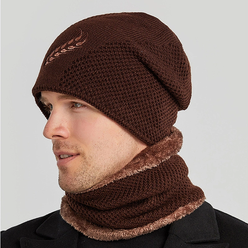 2021 fashion wholesale custom men ladies jacquard knitted winter hat and scarf set