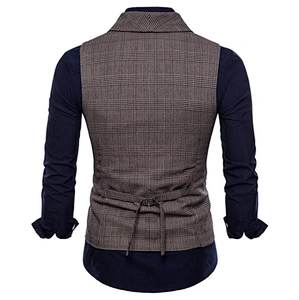 Smart Casual Men's Vests & Waistcoats Formal Suits Vest Chalecos Hombre Cotton Plaid Men's Innerwear Vest