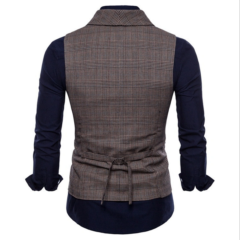 Smart Casual Men's Vests & Waistcoats Formal Suits Vest Chalecos Hombre Cotton Plaid Men's Innerwear Vest