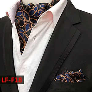 Fashion Paisley Folard Mens Ascot Casual Cravate Homme Polyester Handkerchief for Men Jacquard Woven Hanky Set
