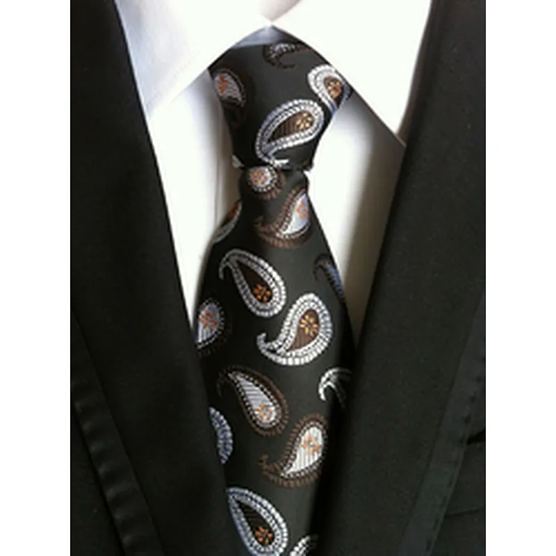 Wholesale Silk Neckties Men Luxury Paisley Silk Ties Jacquard Woven Polyester Cravate Homme