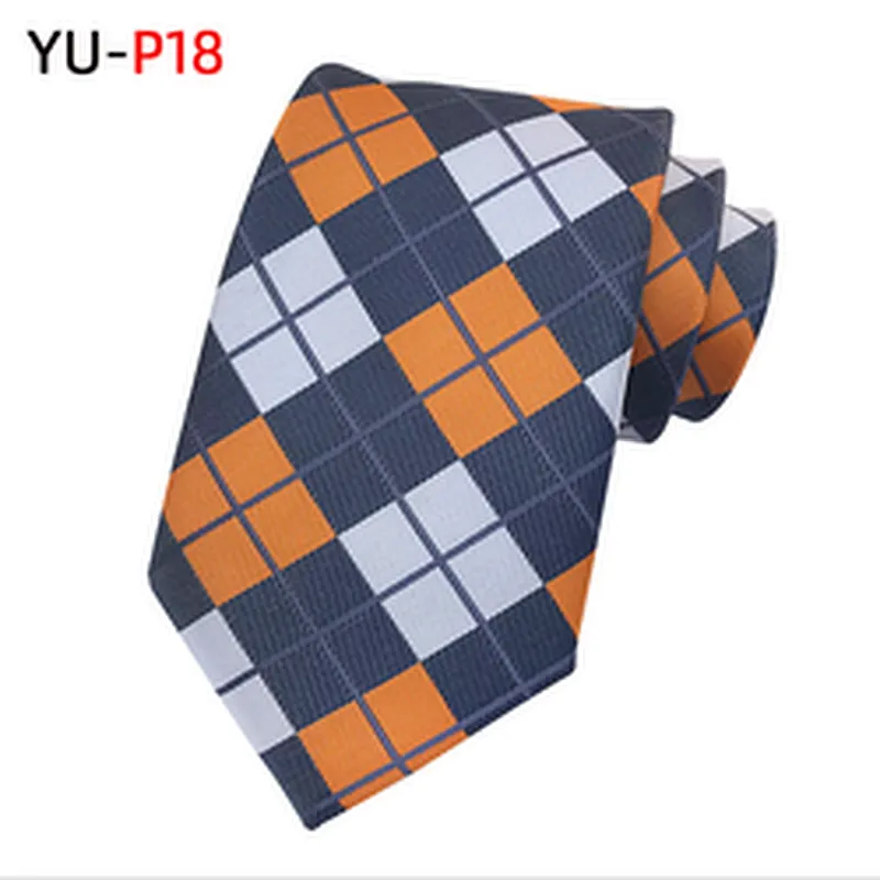Fashion Grid Neck Ties For Men Polyester Cravate Pour Homme Custom Neckties Men Jacquard Woven