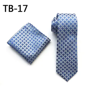 Wholesale Men Ties and Hanky Set Fashion Floral Neckties with Pocket Square Grid Ensemble Cravate Mouchoirs