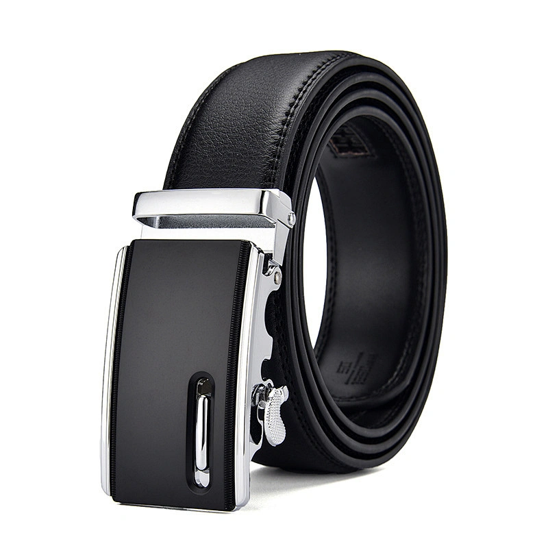 Wholesale Business Casual Adjustable Automatic Buckle Two-layer Cowhide Genuine Leather Belt for Men