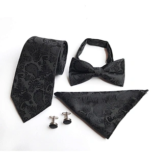 Custom Bow Tie Necktie Set Gift Box Paisley Mens Neck Tie Set Fashion Tie Pocket Square And Cufflink Set