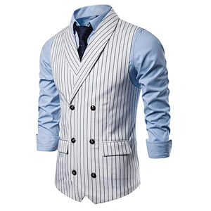 Formal Men's Vests & Waistcoats Suits Smart Casual Cotton Chalecos Hombre Striped Men's Innerwear Vest