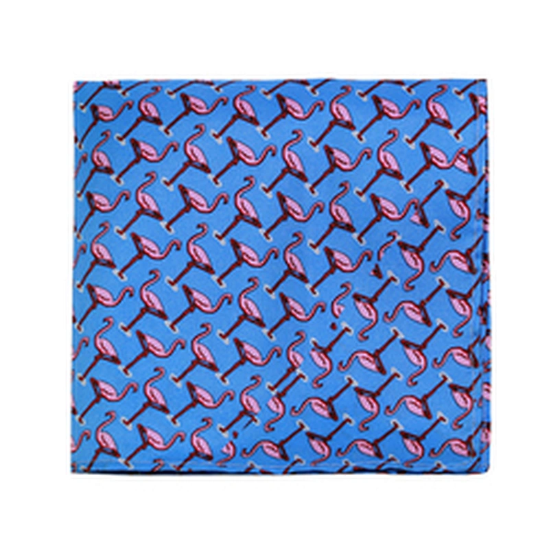 Printing 100% Silk Men's Cute Animal Pattern Pocket Squares Handkerchief
