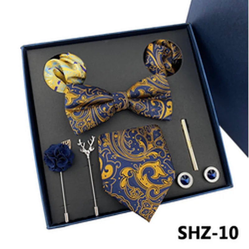 Fashion Necktie Set Gift Box Lattice Costume Cravate 8 Pieces Luxury Mens Tie Sets Gift Box Polyester Neck Tie Gift Set