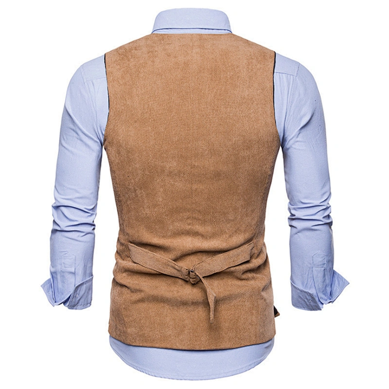 Casual Solid Chalecos Hombre Formal Men Vest Waistcoat Single Breasted Corduroy Men's Innerwear Vest Suit