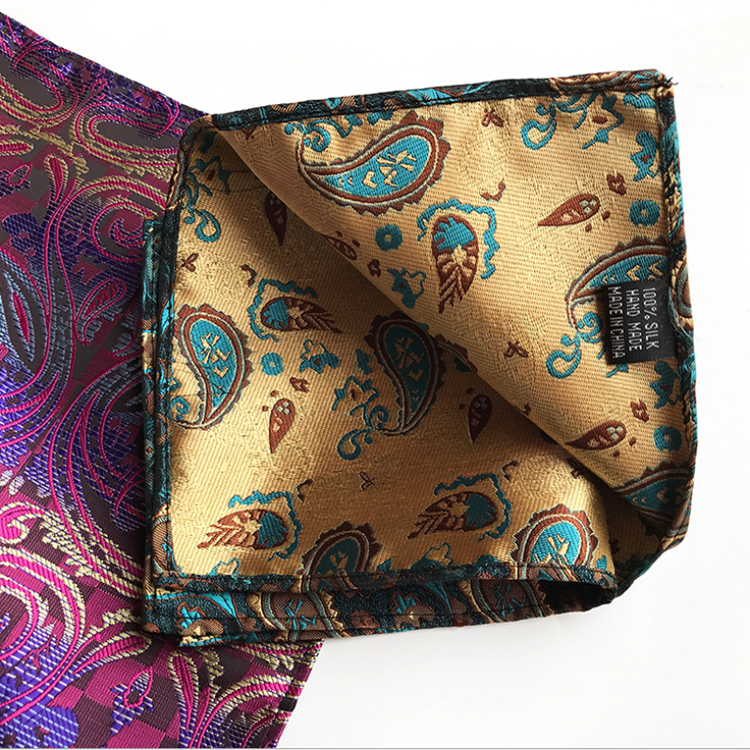 Paisley Handkerchief Custom Print Jacquard Woven Pocket Squares For Men Soft Hankerchief For Men