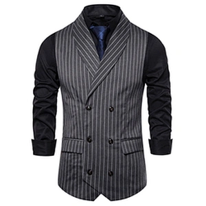 Formal Men's Vests & Waistcoats Suits Smart Casual Cotton Chalecos Hombre Striped Men's Innerwear Vest