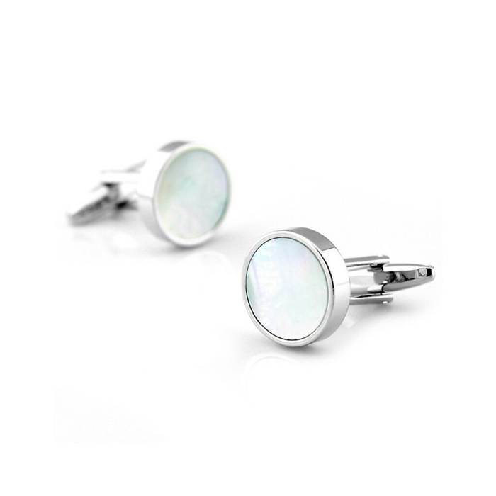 Men's fashion groomsmen sliver blank shell cufflinks