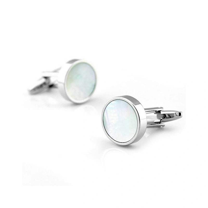 Men's fashion groomsmen sliver blank shell cufflinks