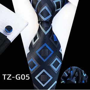 Striped Neckties with Pocket Squares Wholesale Men Ties and Hanky Set Classic Tie and Cufflinks Set Ensemble Cravate