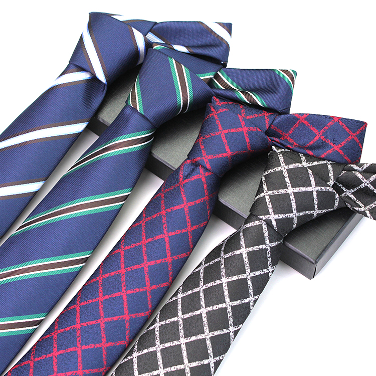 Luxury Necktie Mens Stripe Cravate Pour Homme Polyester Woven Neck Ties For Men Italian
