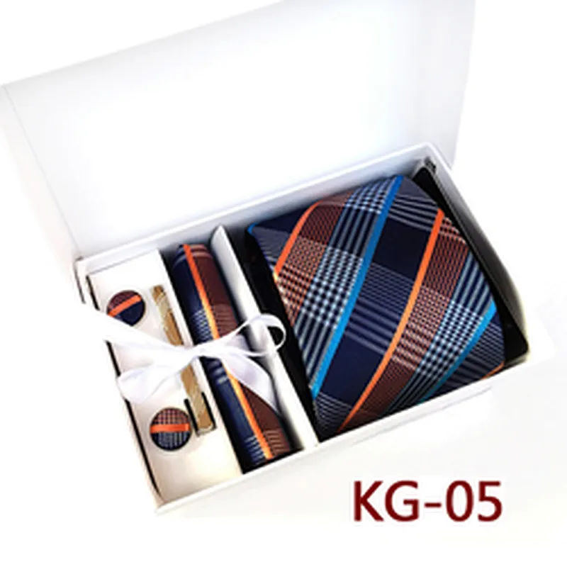 Custom Neckties with Pocket Squares Classic Stripe Men Ties and Hanky Set Tie Clip Pocket Square and Cufflink Set in Gift Box