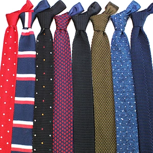 Corbatas Por Mayoreo Classic Silk Knitted Tie Men Plain Stripe Silk Knit Ties