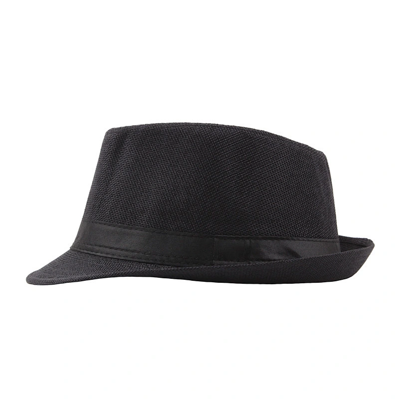 New Fashion Spring Summer Unisex Solid Color Linen Jazz Cap Fedora Hat For Decorate Beach Tourism
