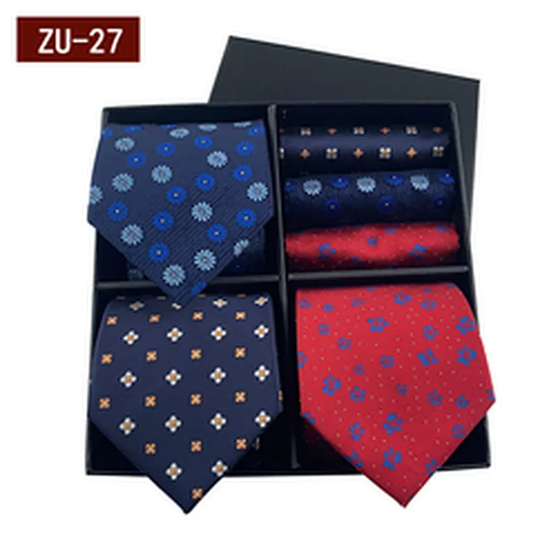 Casual Mens Ties and Pocket Square Set 2021 Regular Men Ties and Hanky Set Custom Men Necktie Set Gift Box