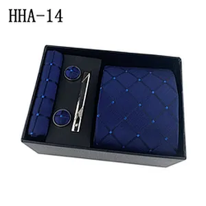 Fashion Tie Clip Pocket Square and Cufflink Set Gift Box Custom Men Ties and Hanky Set Floral Neckties With Pocket Squares
