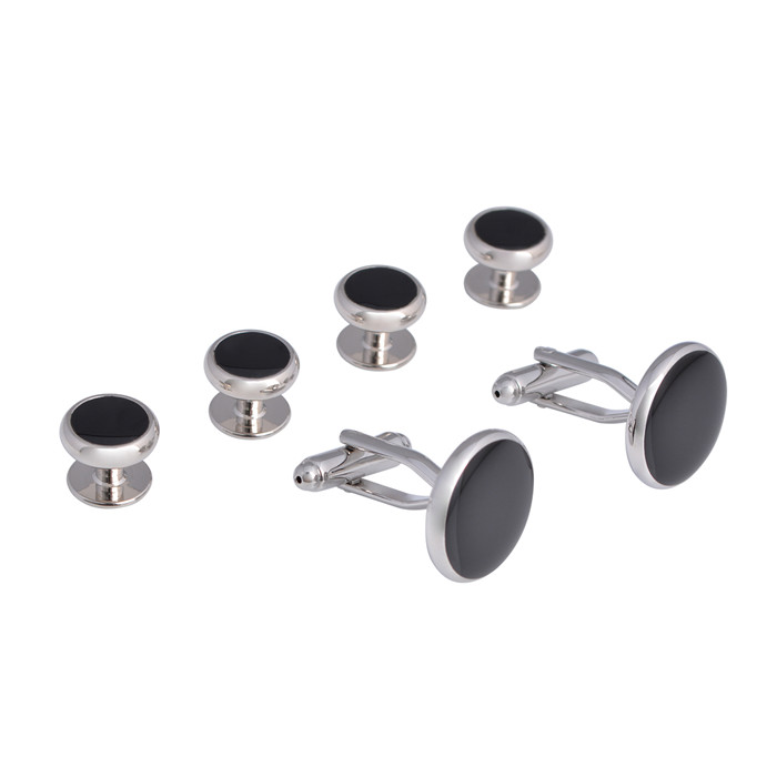 Wholesale Silver Cufflink and Studs Sets Cuff Links or Tie Clips 2cufflinks and 4 Studs Brass White Steel
