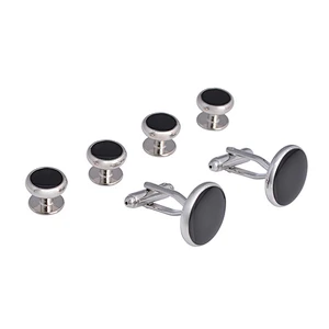 Wholesale Silver Cufflink and Studs Sets Cuff Links or Tie Clips 2cufflinks and 4 Studs Brass White Steel