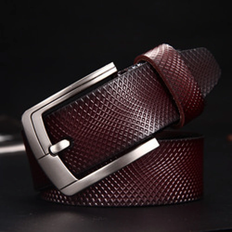 Leather belt men's vintage leather belt mesh embossed needle buckle casual pants belt