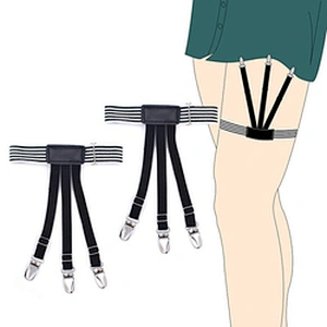 Wholesale Mens Shirt Holder Straps Adjustable Elastic Shirts Garters with Non-slip Locking Clamps