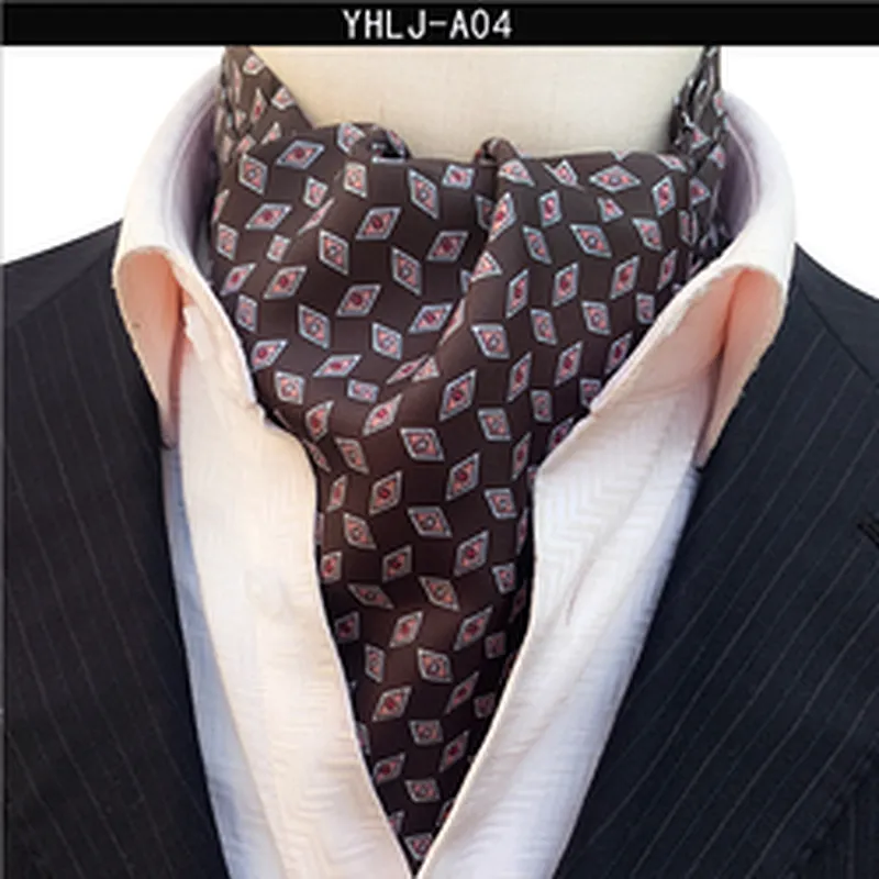 Casual Mens Ascot Polyester Jacquard Woven Ties For Men Italian Classic Paisley Cravate Tie