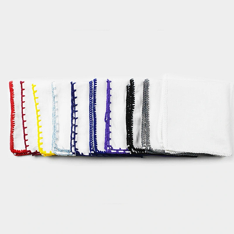 wholesale linen pocket square costom design linen handkerchief white for men