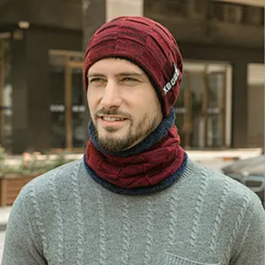 New Arrival Winter Warm Beanie Hat Scarf Sets Factory Wholesale Men's And Boy's Knitted Hats Acrylic Cold-Proof sets