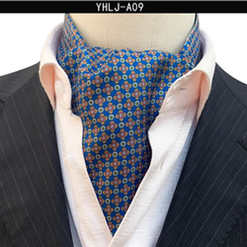 Casual Mens Ascot Polyester Jacquard Woven Ties For Men Italian Classic Paisley Cravate Tie