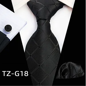 Wholesale Men Ties and Hanky Set Classic Tie and Cufflinks Set Lattice Neckties with Pocket Squares Ensemble Cravate