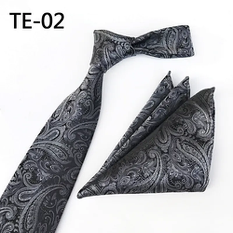 Casual Men Ties and Hanky Set Fashion Floral Neckties with Pocket Square Navy Ensemble Cravate Mouchoirs
