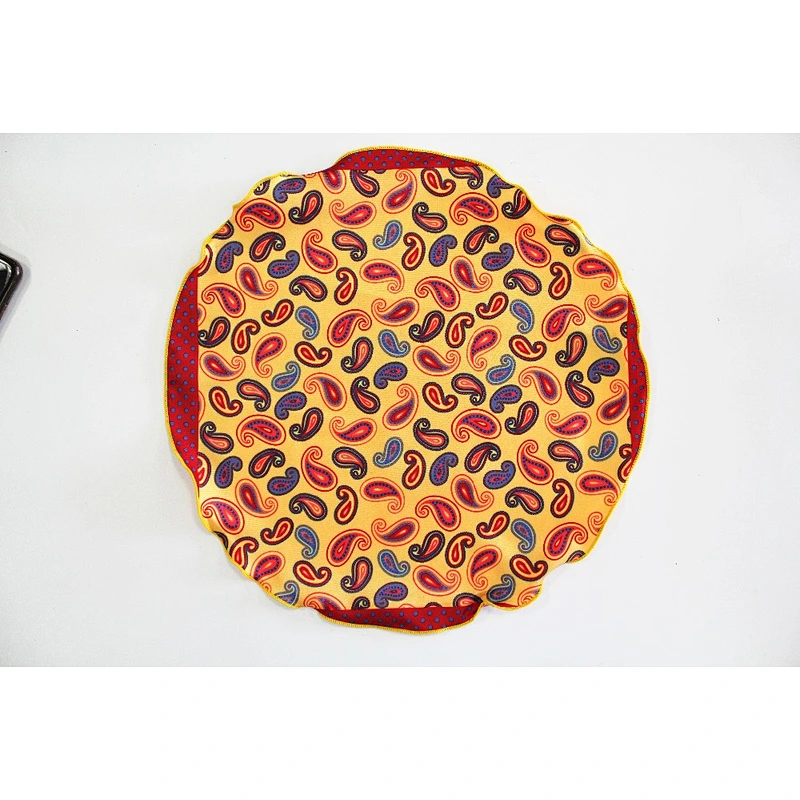 Round Men's Pocket Squares Stylish Men Hanky Soft Handkerchief 100% Silk Custom Printed Logo