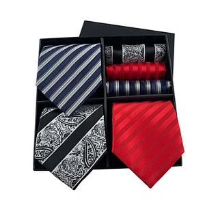 2021 Regular Men Ties and Hanky Set Custom Men Necktie Set Gift Box Fashion Mens Ties and Pocket Square Set