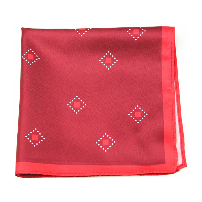 red check silk handkerchief premium pocket square wholesale hanky DPS5424C