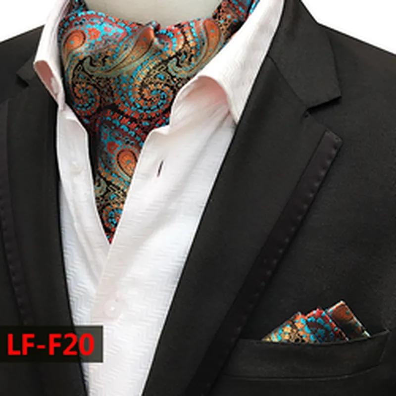 Classic Handkerchief for Men Fashion Paisley Cravate Homme Hanky Set Polyester Folard Mens Ascot Jacquard Woven