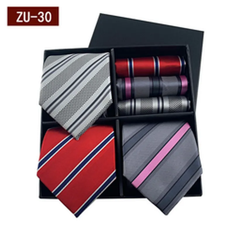 2021 Regular Men Ties and Hanky Set Custom Men Necktie Set Gift Box Luxury Mens Ties and Pocket Square Set