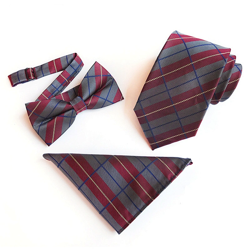 Fashion Neckties with Pocket Square Casual Dot Men Ties and Hanky Set Party Men Bow Tie Set Handkerchief Set