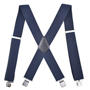 Wholesale 5cm width solid color Adjustable 4 Clip X-Back Heavy Duty Clip Mens Suspenders Elastic Pants Braces