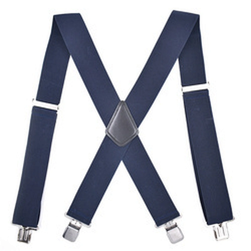 Wholesale 5cm width solid color Adjustable 4 Clip X-Back Heavy Duty Clip Mens Suspenders Elastic Pants Braces