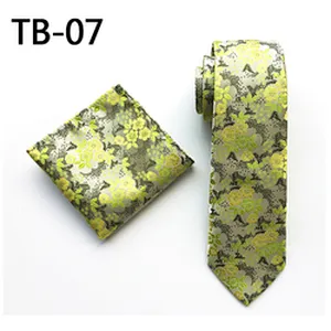 Casual Floral Neckties with Pocket Square Grid Ensemble Cravate Mouchoirs Custom Men Ties and Hanky Set