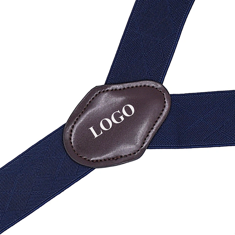 Wholesale 3.5cm width elastic adjustable Jacquard Woven 6 Clip Y Shape solid color Suspenders For Men Trousers
