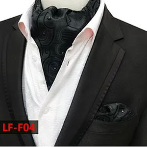 Fashion Paisley Mens Ascot Polyester Handkerchief for Men Jacquard Woven Hanky Set