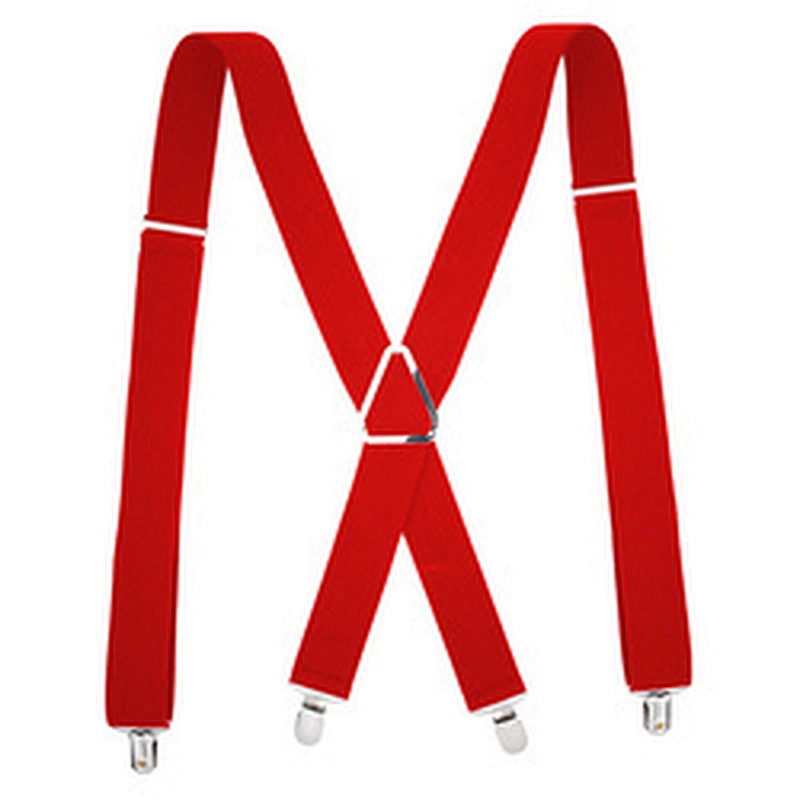Wholesale 35mm width solid color Adjustable 4 Clip X-Back Heavy Duty Clip Mens Suspenders Elastic Pants Braces