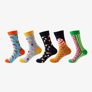 custom 40 units of men's novelty woven colorful crew patterned socks size EU37-44