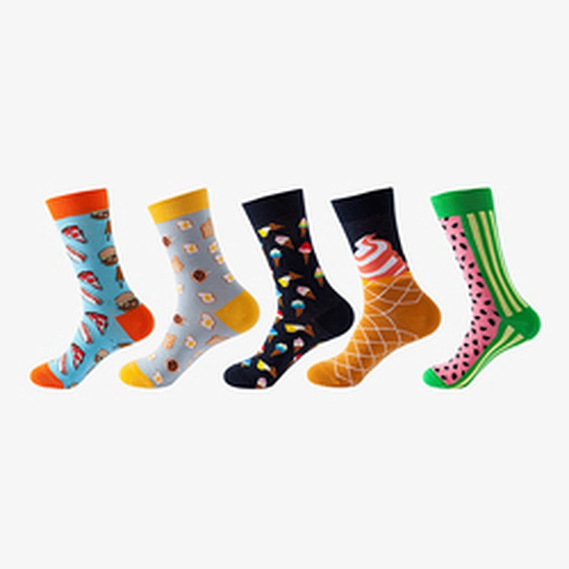 custom 40 units of men's novelty woven colorful crew patterned socks size EU37-44